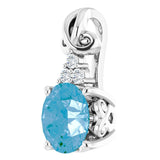 14K Gold Round Natural Blue Topaz & Natural Diamond Accented Pendant - view 2