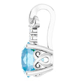 14K Gold Round Natural Blue Topaz & Natural Diamond Accented Pendant - view 3
