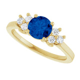 10K Gold Oval Lab-Grown Blue Sapphire & Lab-Grown Diamond Accented Ring - Yellow Gold - view 5