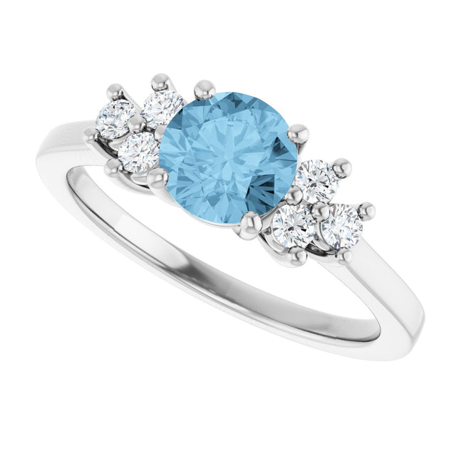 10K Gold Oval Natural Sky Blue Topaz & Lab-Grown Diamond Accented Ring - White Gold - view 5