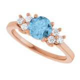 14K Gold Oval Natural Sky Blue Topaz & Lab-Grown Diamond Accented Ring - Rose Gold - view 5
