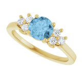 14K Gold Oval Natural Sky Blue Topaz & Lab-Grown Diamond Accented Ring - Yellow Gold - view 5