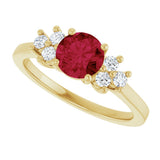 10K Gold Oval Lab-Grown Ruby & Lab-Grown Diamond Accented Ring - Yellow Gold - view 5