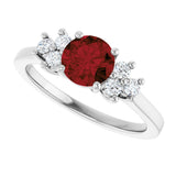 10K Gold Oval Natural Mozambique Garnet & Lab-Grown Diamond Accented Ring - White Gold - view 5