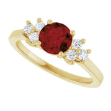 10K Gold Oval Natural Mozambique Garnet & Lab-Grown Diamond Accented Ring - Yellow Gold - view 5