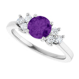 10K Gold Oval Natural Amethyst & Lab-Grown Diamond Accented Ring - White Gold - view 5