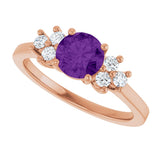 14K Gold Oval Natural Amethyst & Lab-Grown Diamond Accented Ring - Rose Gold - view 5