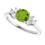 10K Gold Oval Natural Peridot & Lab-Grown Diamond Accented Ring - White Gold - view 5