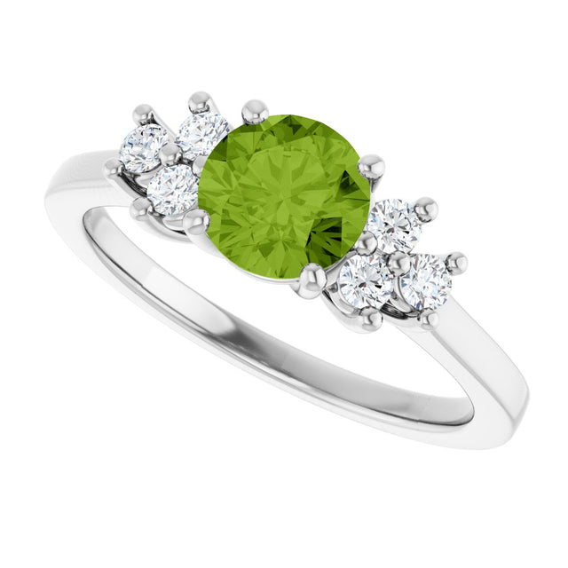 10K Gold Oval Natural Peridot & Lab-Grown Diamond Accented Ring - White Gold - view 5