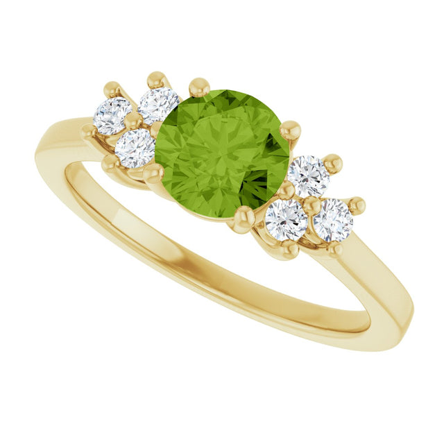 10K Gold Oval Natural Peridot & Lab-Grown Diamond Accented Ring - Yellow Gold - view 5