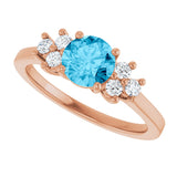 14K Gold Oval Natural Aquamarine & Lab-Grown Diamond Accented Ring - Rose Gold - view 5