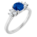 Platinum Oval Lab-Grown Blue Sapphire & Lab-Grown Diamond Accented Ring