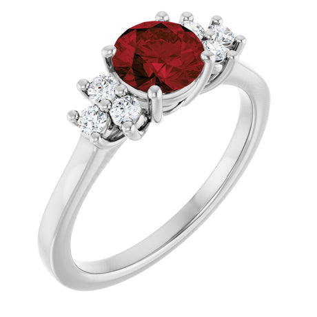 Platinum Oval Natural Mozambique Garnet & Lab-Grown Diamond Accented Ring