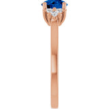 14K Gold Oval Lab-Grown Blue Sapphire & Lab-Grown Diamond Accented Ring – 6x4mm - Rose Gold - view 4