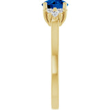 10K Gold Oval Lab-Grown Blue Sapphire & Lab-Grown Diamond Accented Ring - Yellow Gold - view 4