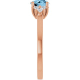 14K Gold Oval Natural Sky Blue Topaz & Lab-Grown Diamond Accented Ring - Rose Gold - view 4