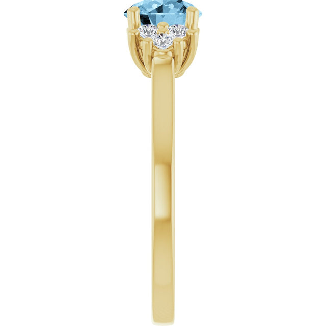 10K Gold Oval Natural Sky Blue Topaz & Lab-Grown Diamond Accented Ring - Yellow Gold - view 4