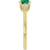 10K Gold Oval Lab-Grown Emerald & Lab-Grown Diamond Accented Ring - Yellow Gold - view 4