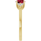 10K Gold Oval Lab-Grown Ruby & Lab-Grown Diamond Accented Ring - Yellow Gold - view 4