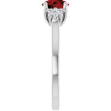 10K Gold Oval Natural Mozambique Garnet & Lab-Grown Diamond Accented Ring - White Gold - view 4