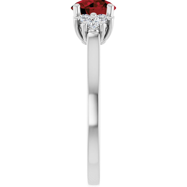 10K Gold Oval Natural Mozambique Garnet & Lab-Grown Diamond Accented Ring - White Gold - view 4