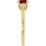 10K Gold Oval Natural Mozambique Garnet & Lab-Grown Diamond Accented Ring - Yellow Gold - view 4