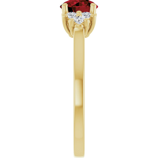 10K Gold Oval Natural Mozambique Garnet & Lab-Grown Diamond Accented Ring - Yellow Gold - view 4