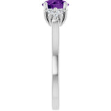 10K Gold Oval Natural Amethyst & Lab-Grown Diamond Accented Ring - White Gold - view 4
