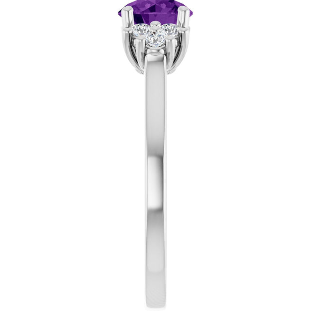 10K Gold Oval Natural Amethyst & Lab-Grown Diamond Accented Ring - White Gold - view 4