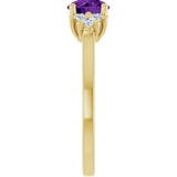 10K Gold Oval Natural Amethyst & Lab-Grown Diamond Accented Ring - Yellow Gold - view 4