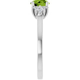 10K Gold Oval Natural Peridot & Lab-Grown Diamond Accented Ring - White Gold - view 4