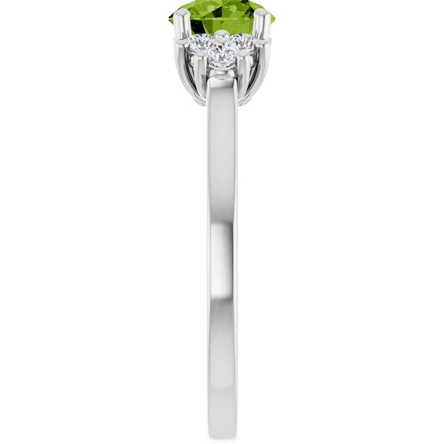 10K Gold Oval Natural Peridot & Lab-Grown Diamond Accented Ring - White Gold - view 4