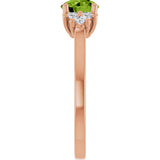 14K Gold Oval Natural Peridot & Lab-Grown Diamond Accented Ring - Rose Gold - view 4