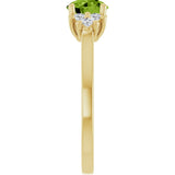 10K Gold Oval Natural Peridot & Lab-Grown Diamond Accented Ring - Yellow Gold - view 4
