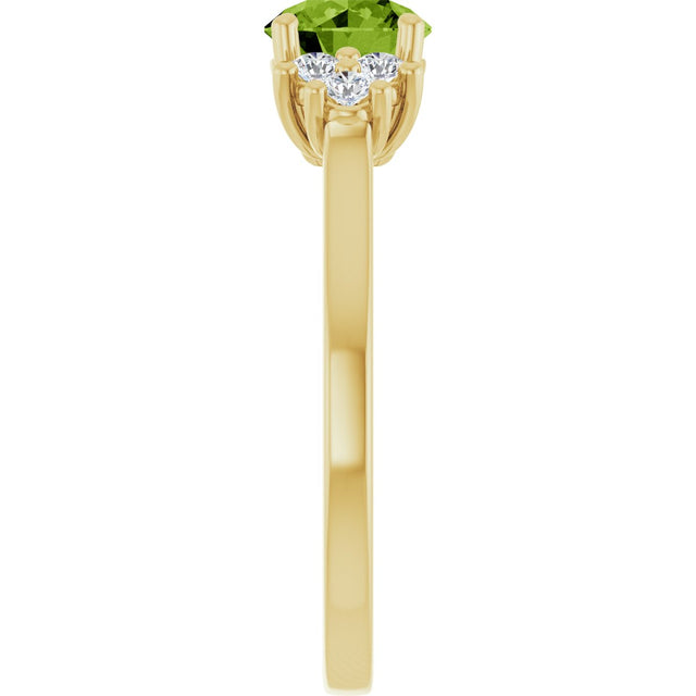 10K Gold Oval Natural Peridot & Lab-Grown Diamond Accented Ring - Yellow Gold - view 4