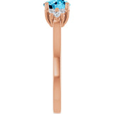 14K Gold Oval Natural Aquamarine & Lab-Grown Diamond Accented Ring - Rose Gold - view 4