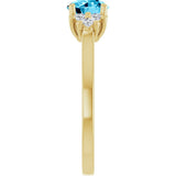 14K Gold Oval Natural Aquamarine & Lab-Grown Diamond Accented Ring - Yellow Gold - view 4