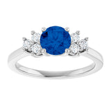 10K Gold Oval Lab-Grown Blue Sapphire & Lab-Grown Diamond Accented Ring - White Gold - view 3