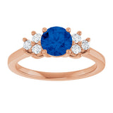 14K Gold Oval Lab-Grown Blue Sapphire & Lab-Grown Diamond Accented Ring – 6x4mm - Rose Gold - view 3
