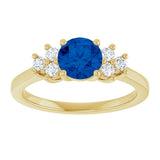 10K Gold Oval Lab-Grown Blue Sapphire & Lab-Grown Diamond Accented Ring - Yellow Gold - view 3