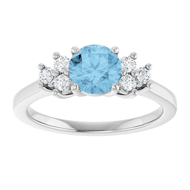 10K Gold Oval Natural Sky Blue Topaz & Lab-Grown Diamond Accented Ring - White Gold - view 3