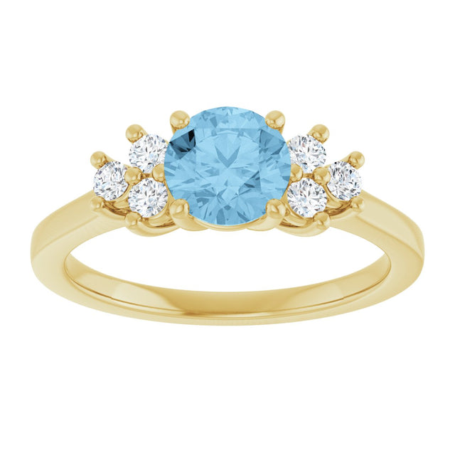 14K Gold Oval Natural Sky Blue Topaz & Lab-Grown Diamond Accented Ring - Yellow Gold - view 3