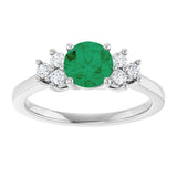 10K Gold Oval Lab-Grown Emerald & Lab-Grown Diamond Accented Ring - White Gold - view 3
