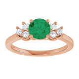 14K Gold Oval Lab-Grown Emerald & Lab-Grown Diamond Accented Ring – 6x4mm - Rose Gold - view 3