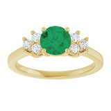 10K Gold Oval Lab-Grown Emerald & Lab-Grown Diamond Accented Ring - Yellow Gold - view 3