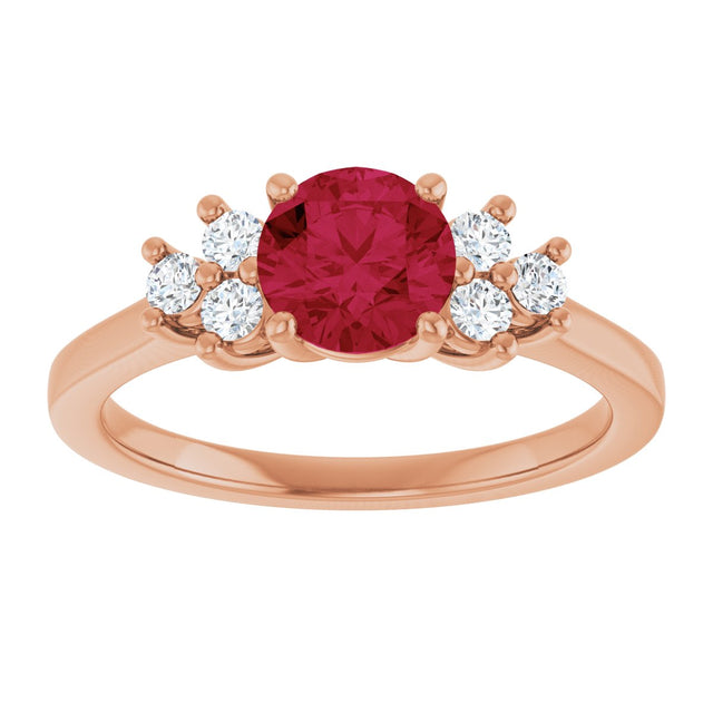14K Gold Oval Lab-Grown Ruby & Lab-Grown Diamond Accented Ring – 6x4mm - Rose Gold - view 3