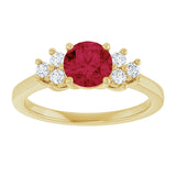10K Gold Oval Lab-Grown Ruby & Lab-Grown Diamond Accented Ring - Yellow Gold - view 3