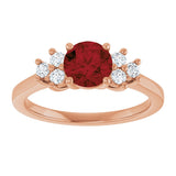 14K Gold Oval Natural Mozambique Garnet & Lab-Grown Diamond Accented Ring - Rose Gold - view 3