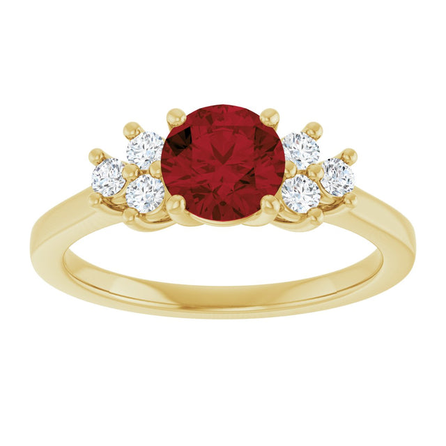 10K Gold Oval Natural Mozambique Garnet & Lab-Grown Diamond Accented Ring - Yellow Gold - view 3