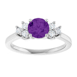 10K Gold Oval Natural Amethyst & Lab-Grown Diamond Accented Ring - White Gold - view 3